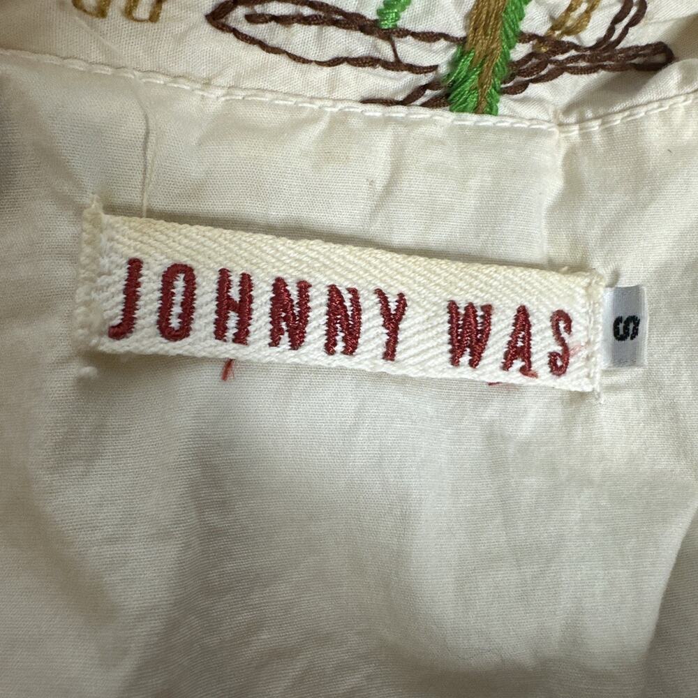 Johnny Was Womens Embroidered Button Up Jacket Small Cream Floral Bohemian Artsy - Picture 8 of 16